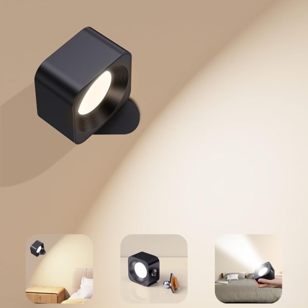 LED Wall Scones Wall Lights for Bedroom, Rechargeable Battery Operated Wall Lights with 3 Color Temperatures & 3 Brightness, Magnetic Ball 360°Rotation Touch Control Lamps for Bedside Reading